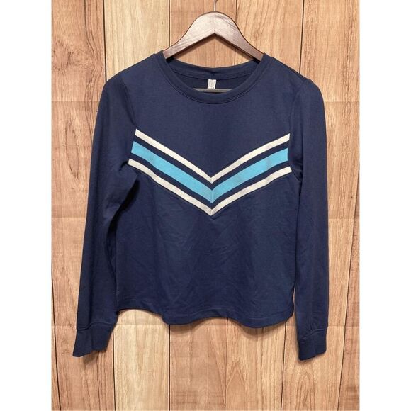 Ideology Small NWT chevron comfort sweater blue/white active top - Picture 4 of 6